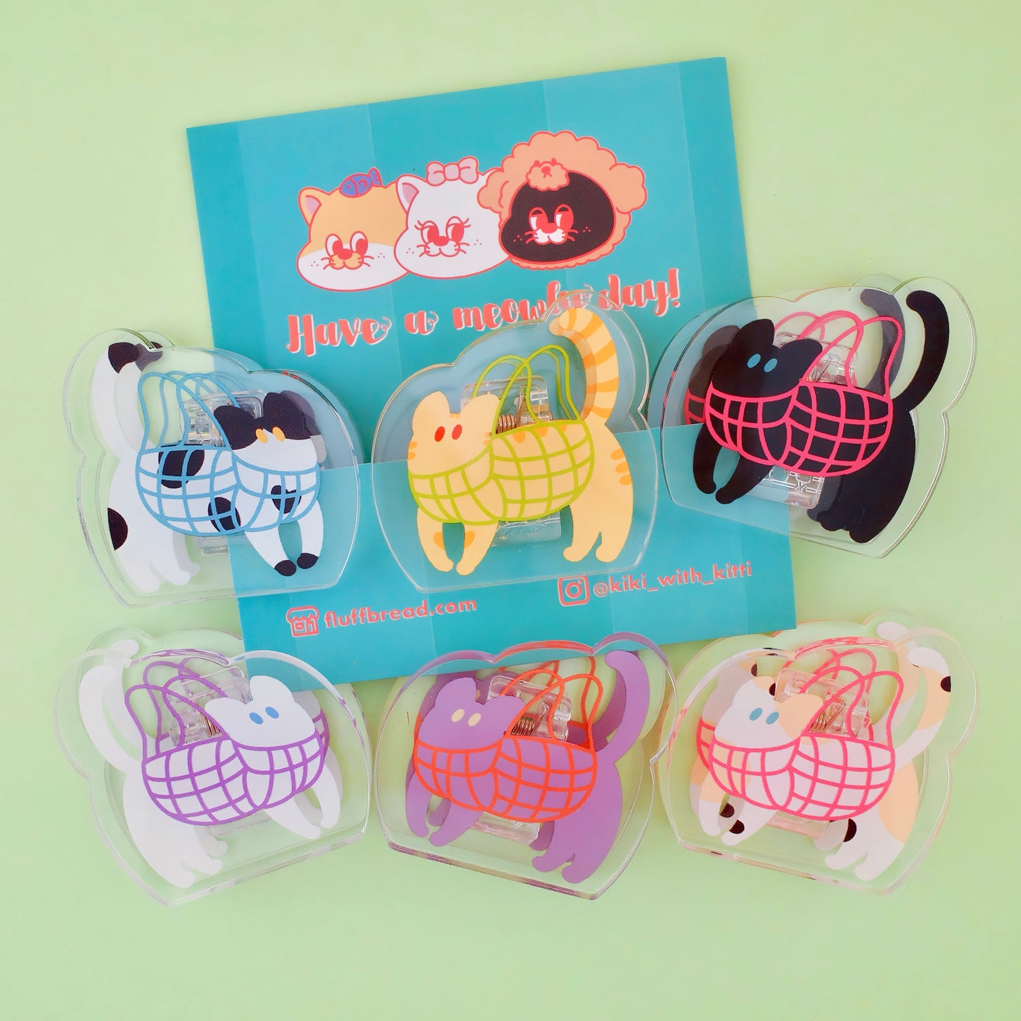 Kitties in Net Bags Acrylic Clip