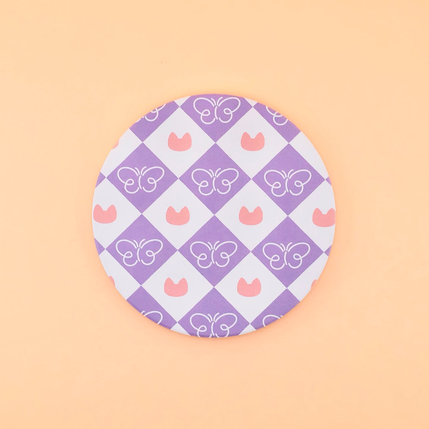 Kitty Geometry Absorbent Ceramic Coaster